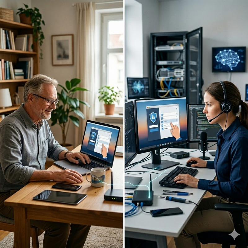 Branchensoftware Hilfe per Fernwartung – Kunde und IT-Spezialistin