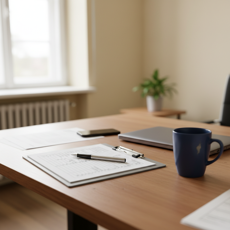 Isometrische Illustration einer Checklist mit Ampel-Symbolen und einem Report-PDF