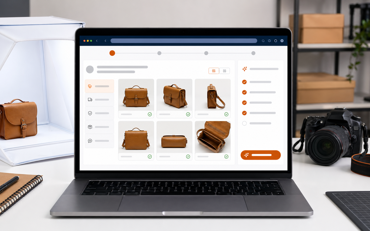 Mockup einer Fotoübersicht für automatische eBay-Angebote