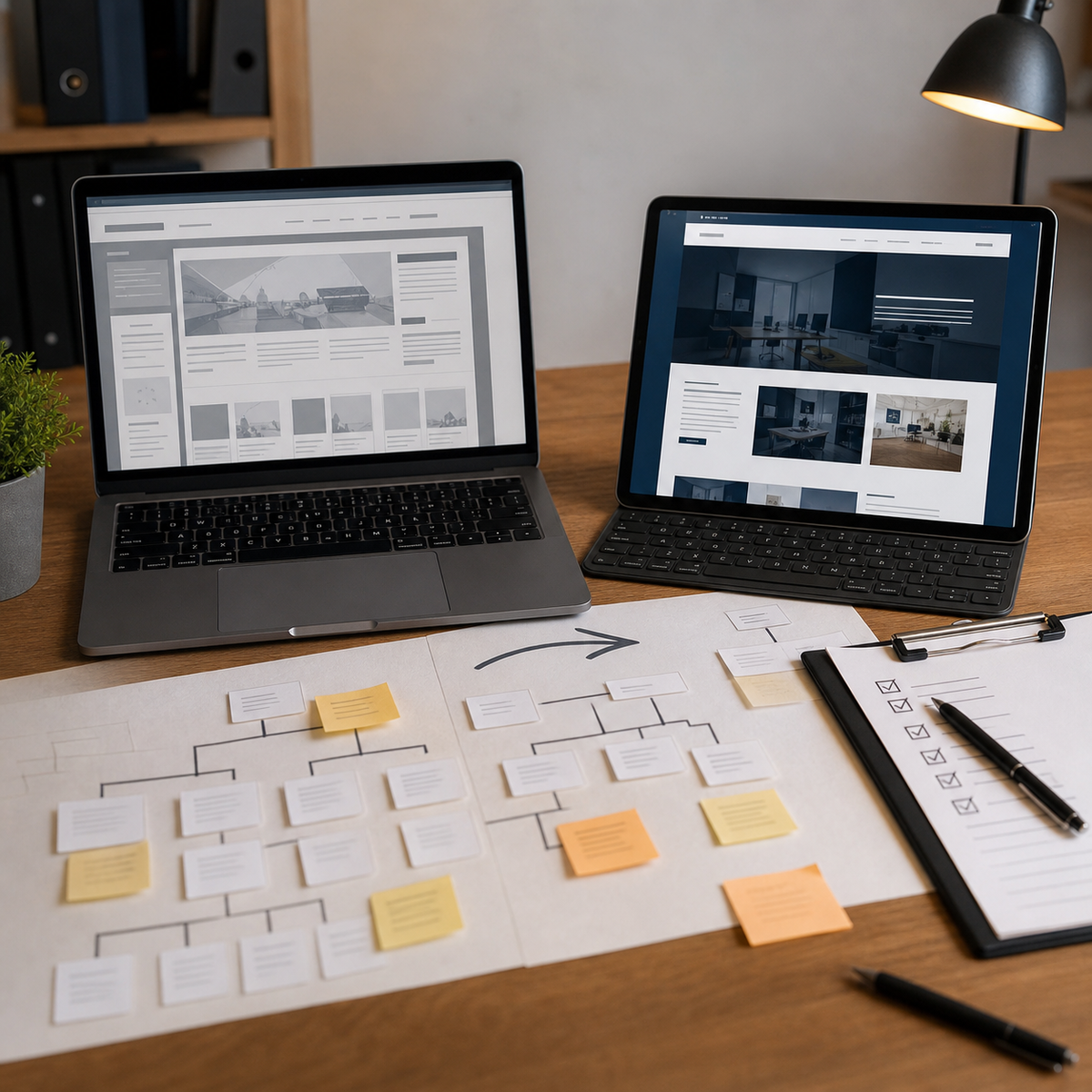 Website-Relaunch mit alter und neuer Ansicht, Sitemap-Planung und Relaunch-Checkliste