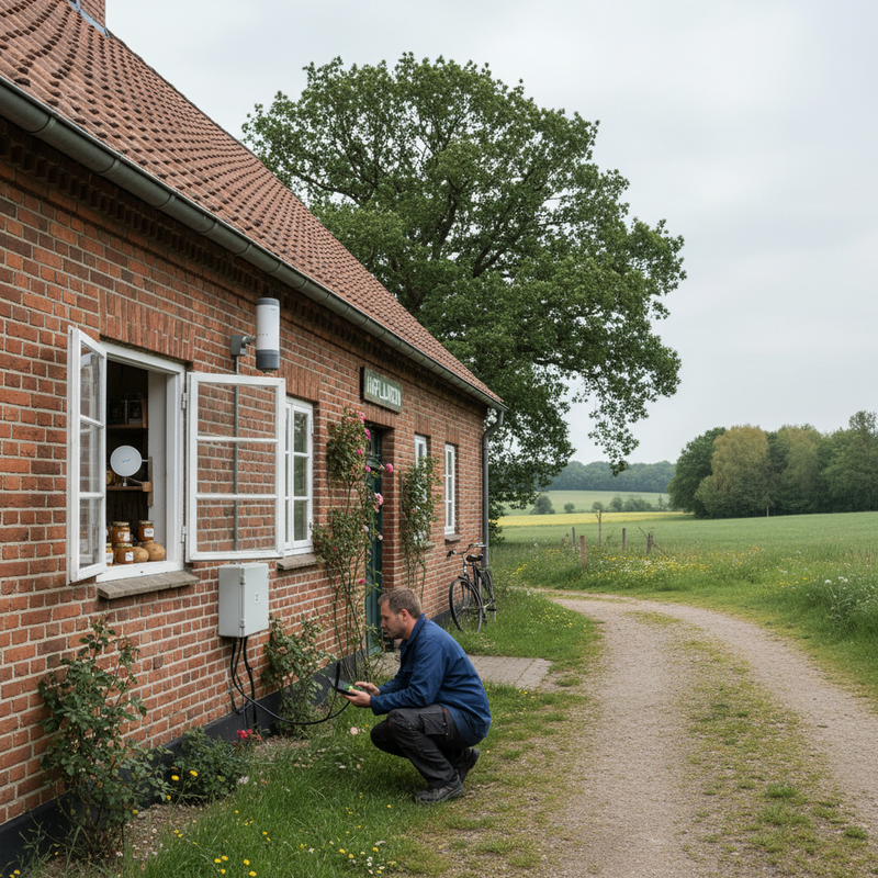 LTE-Router und Mesh-Setup an einem Hof im Münsterland