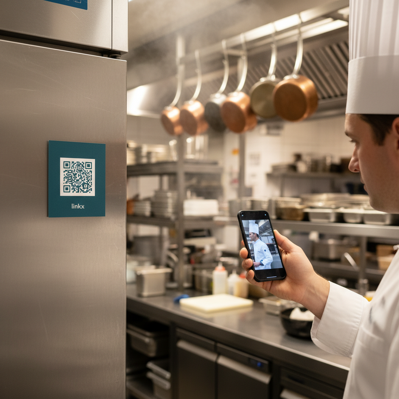 HACCP-Küche – Temperatur-Check am Walk-in-Cooler, monatlicher PDF-Bericht für die Lebensmittelaufsicht.