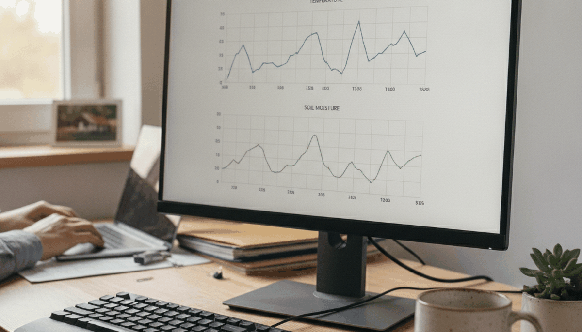 Dashboard mit Messkurven aus LoRaWAN-Sensoren auf einem Bildschirm