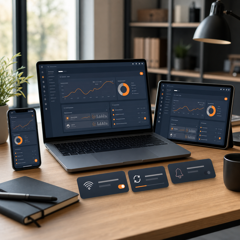 PWA und Webapp auf Smartphone, Tablet und Laptop mit Offline-, Synchronisations- und Benachrichtigungsfunktionen