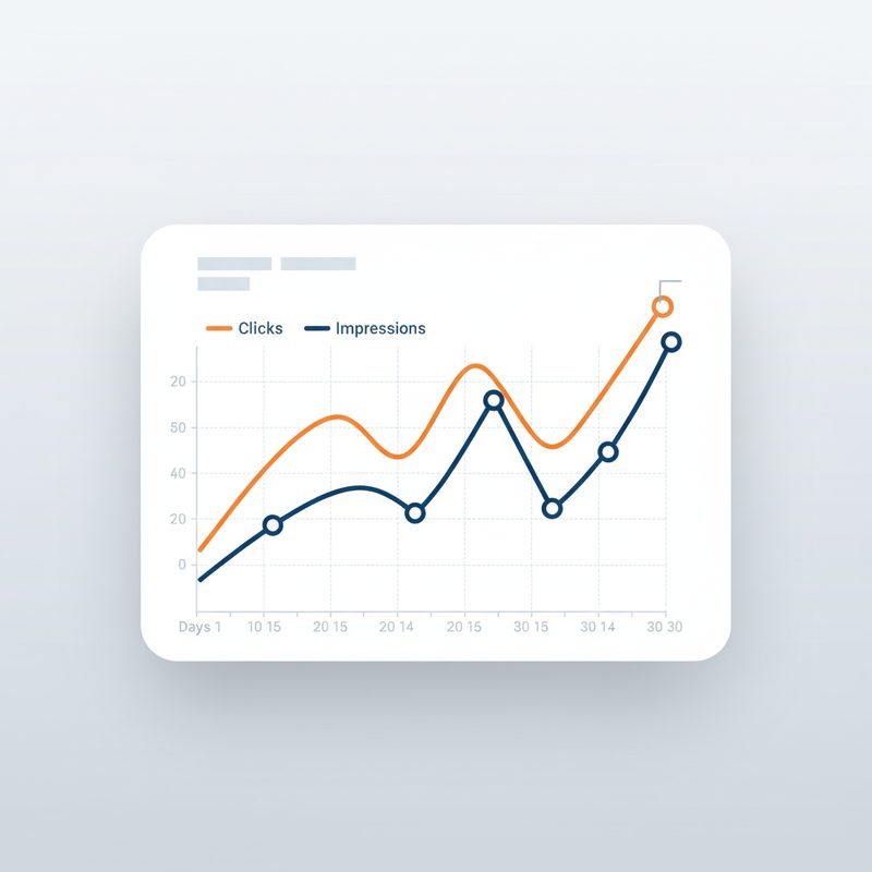 Klick- und Impressionen-Kurve über 30 Tage mit hervorgehobenem Peak
