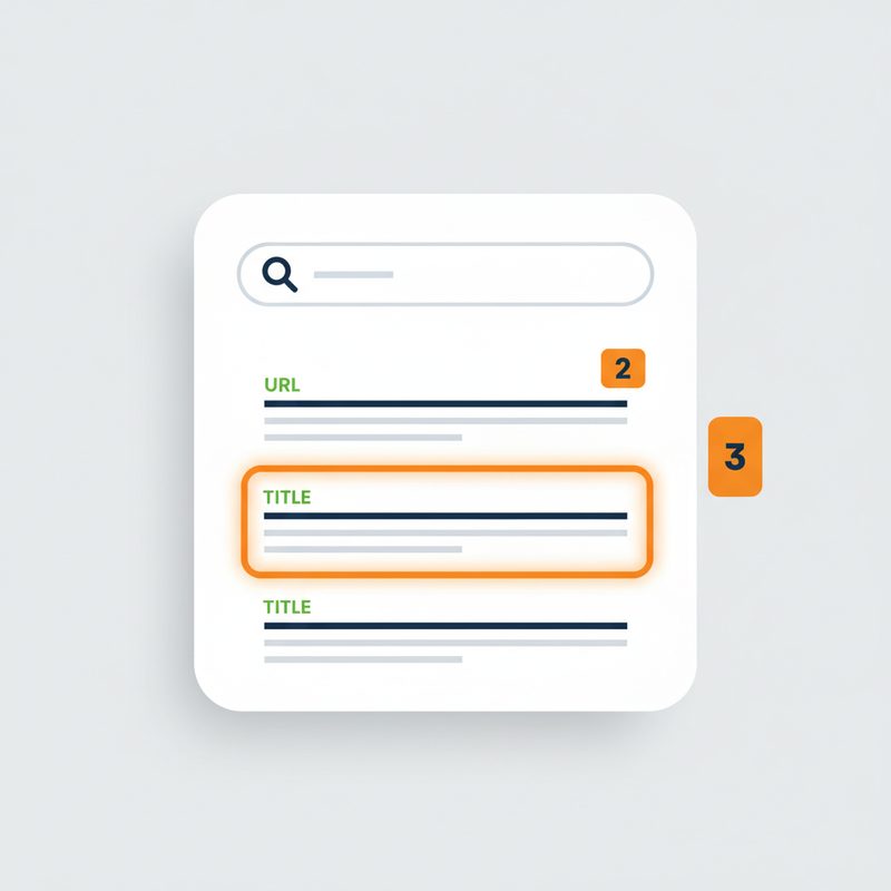 Google-Suchergebnisseite mit orange hervorgehobenem Ranking in Position 3