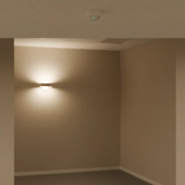 Bewegungsmelder an der Decke eines leeren Flurs