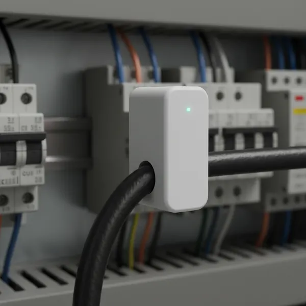 Stromzangen-Sensor um ein Kabel im Verteilerschrank