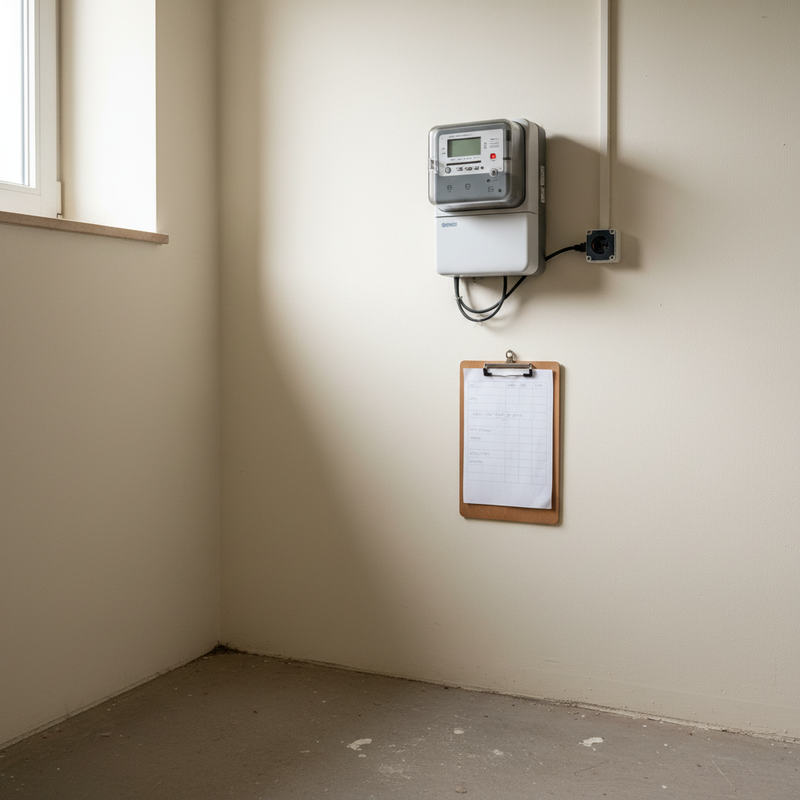 Isometrische Illustration eines digitalen Z&auml;hlers mit Verbrauchskurve